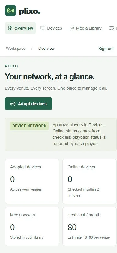 Plixo mobile dashboard preview