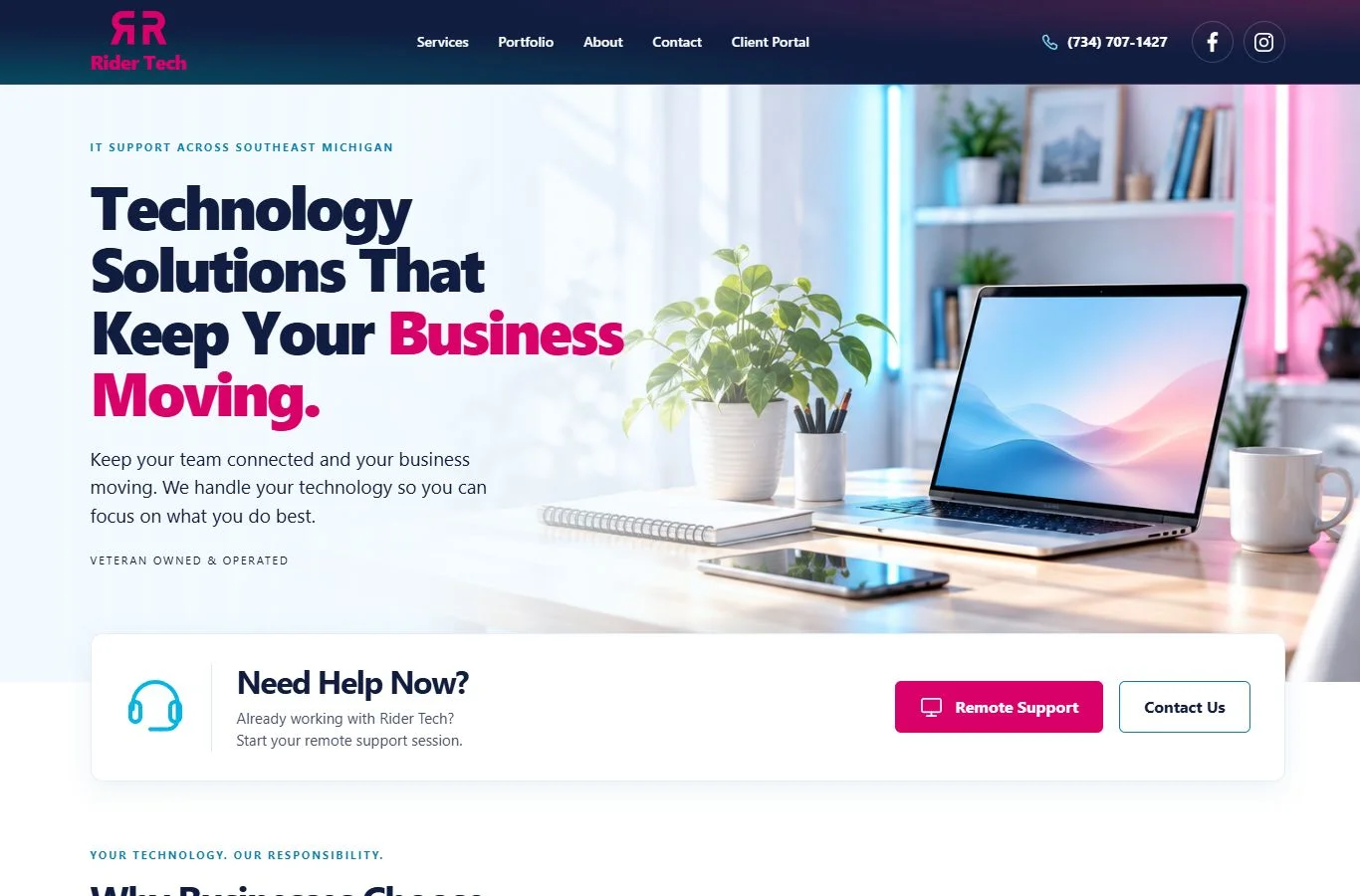 Rider Tech desktop website preview