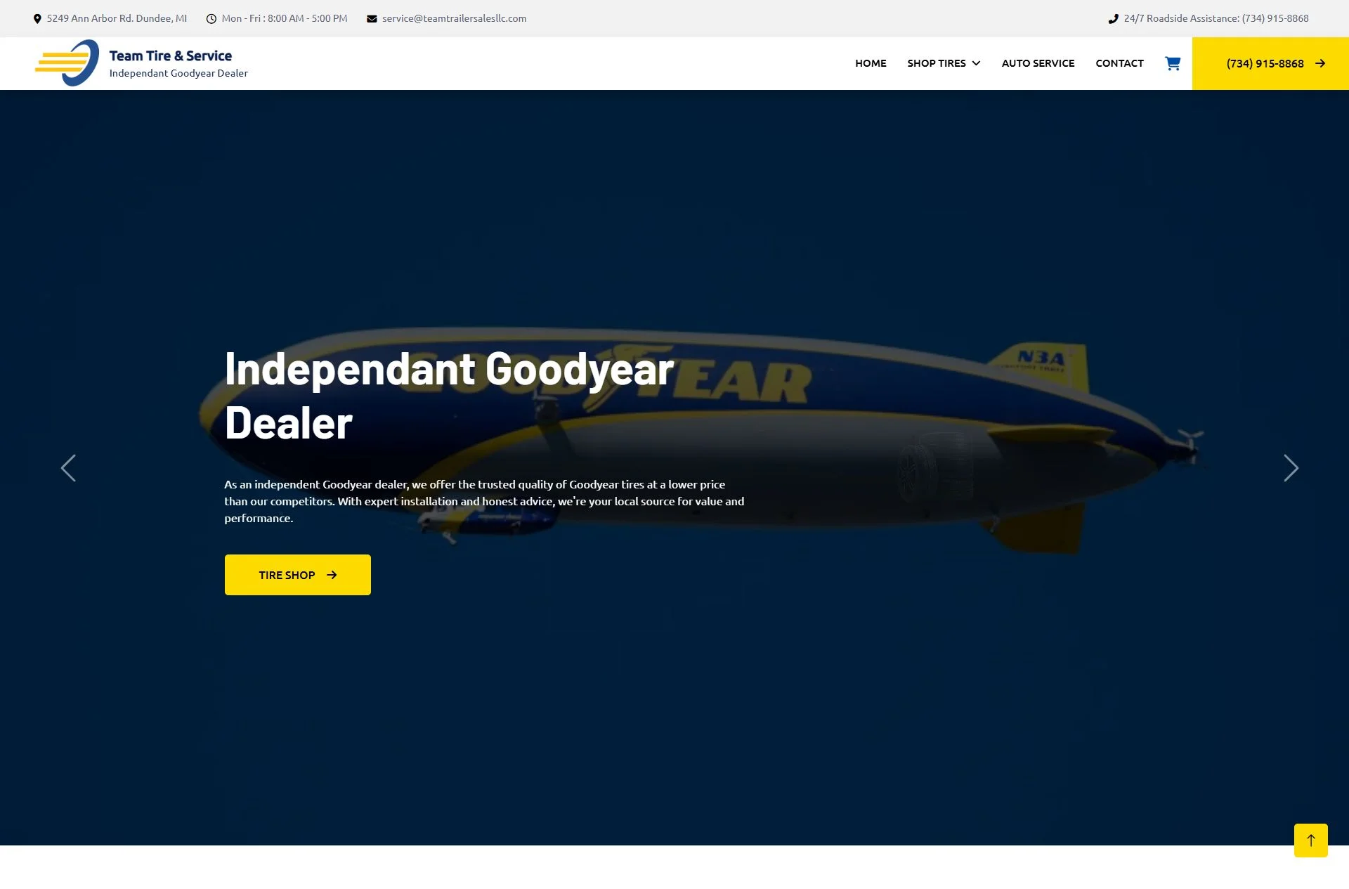 Team Tire & Service desktop website preview